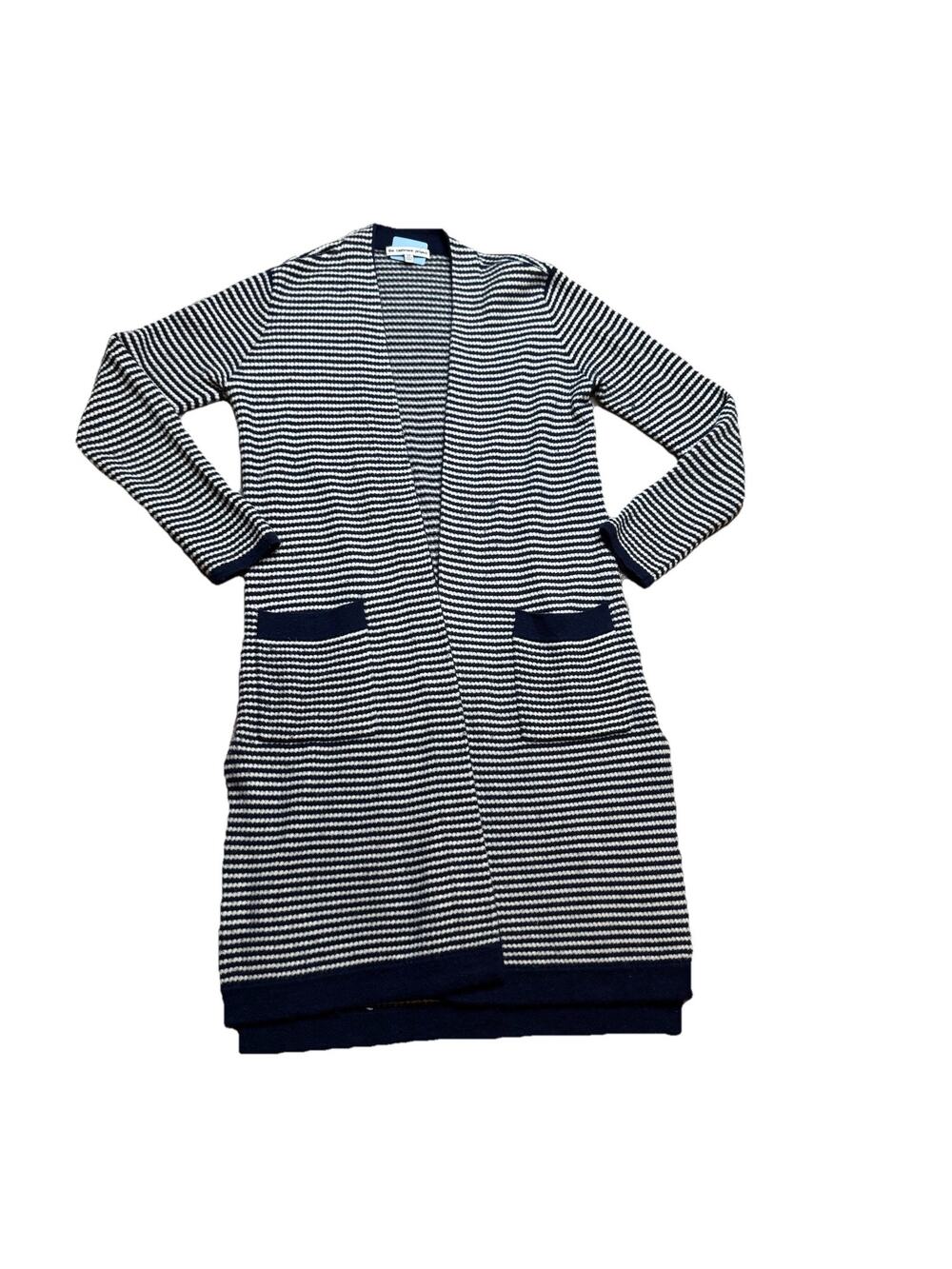 The Cashmere Project Duster Cardigan Sz S Blue White Nautical Coastal Cruise